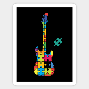 Color Puzzle S-Style Electric Guitar Silhouette Sticker